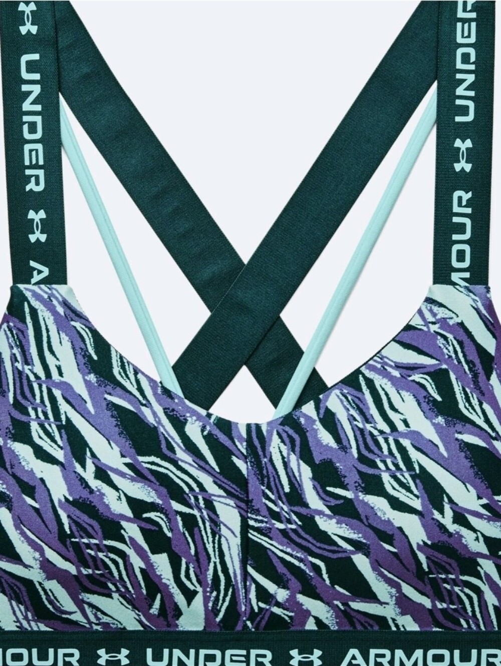 Under Armour Women’s Sports Bra M Abstract Purple Black Mint Crossback Racerback